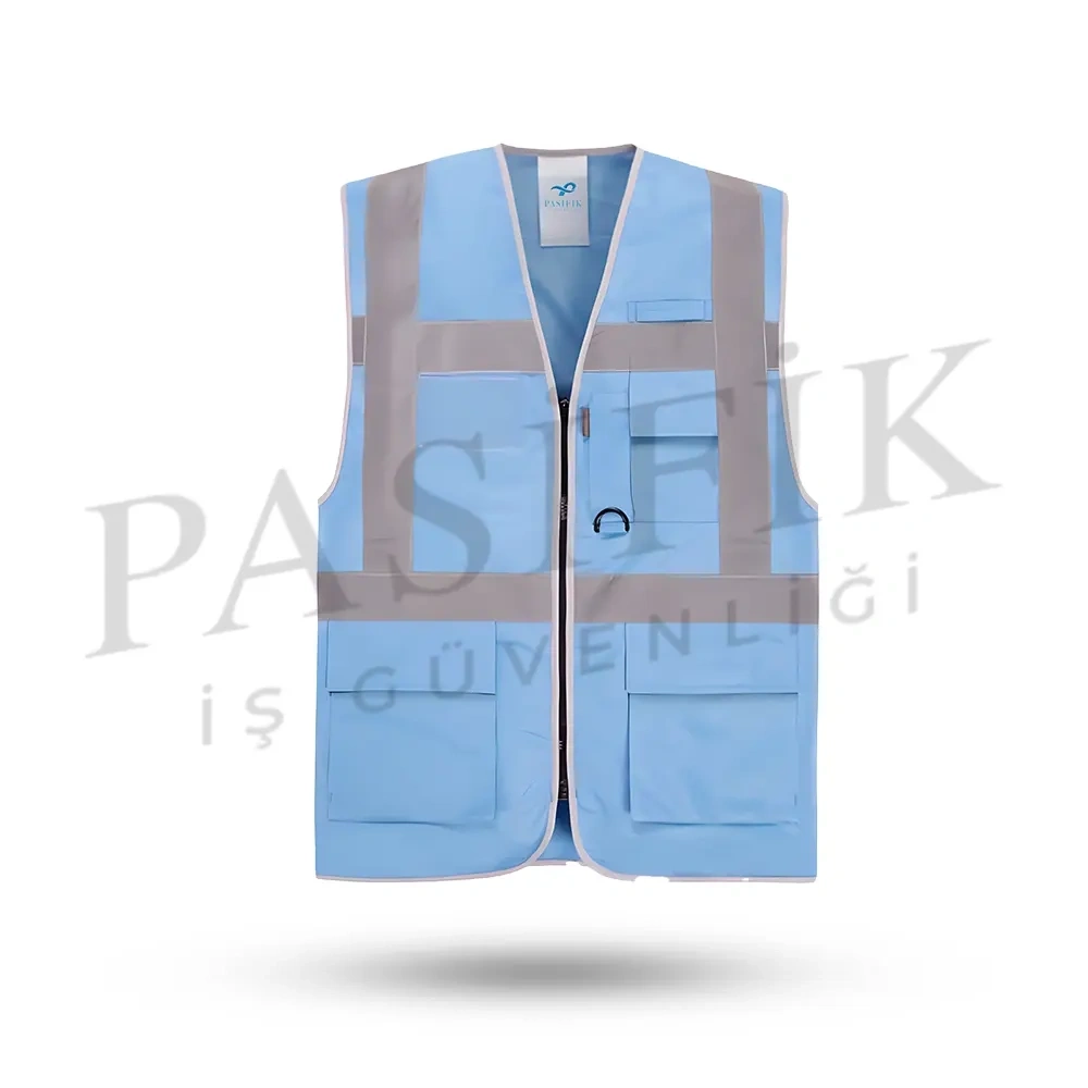 CHEF İKAZ YELEĞİ AÇIK MAVİ