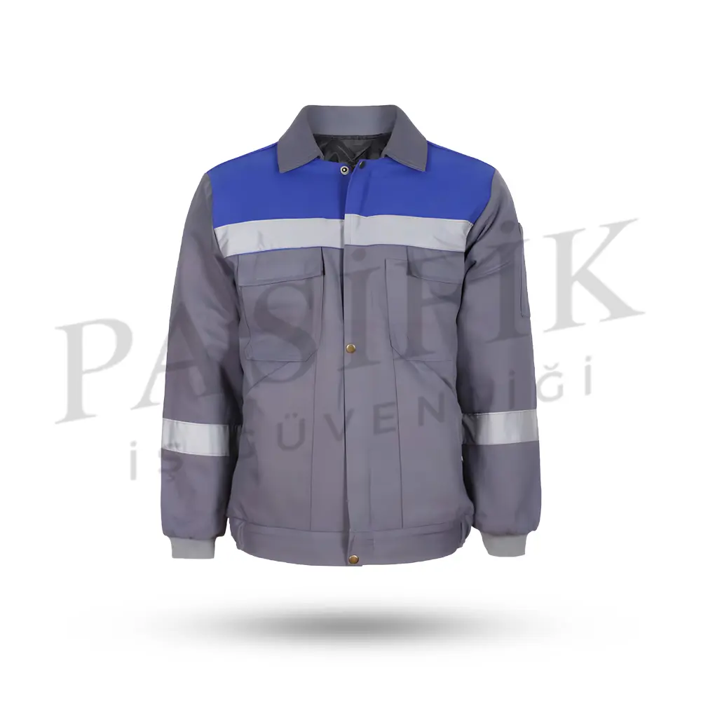 GABARDİN İŞ MONTU PS2024 Gri-Saks Mavi Garnili