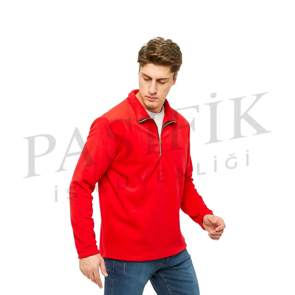 FERMUARLI  SWEATSHIRT KIRMIZI